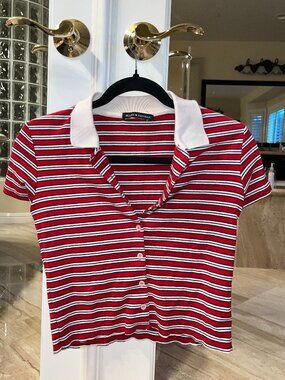 Brandy Melville Red Striped Polo